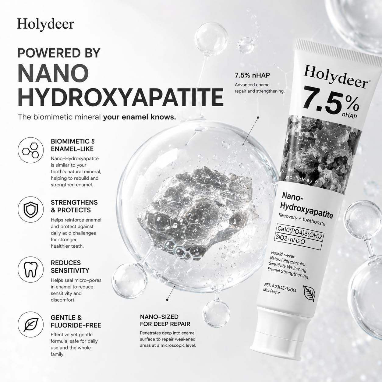 Holydeer Mint Gray White toothpaste ingredient detail