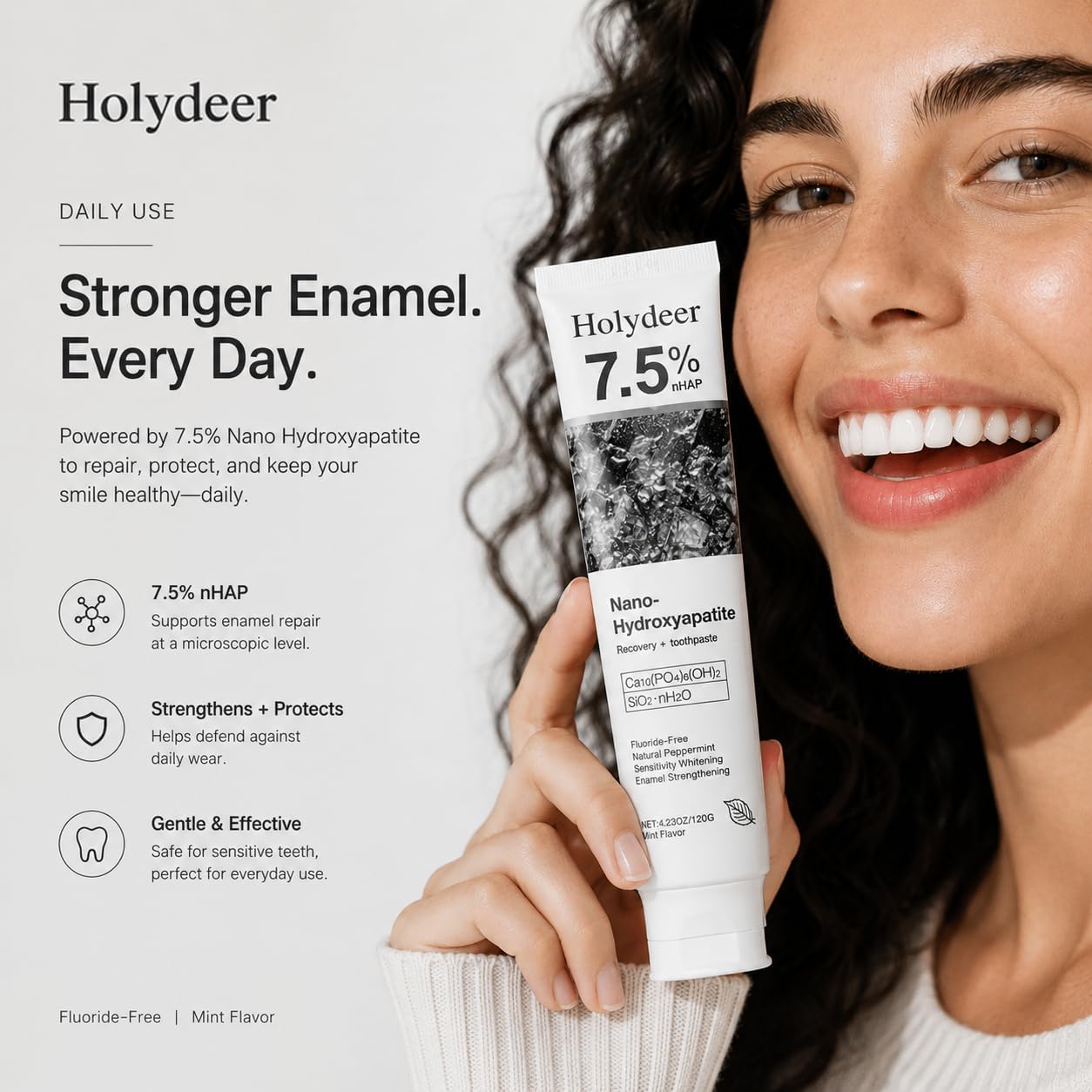 Holydeer Mint Gray White toothpaste usage detail