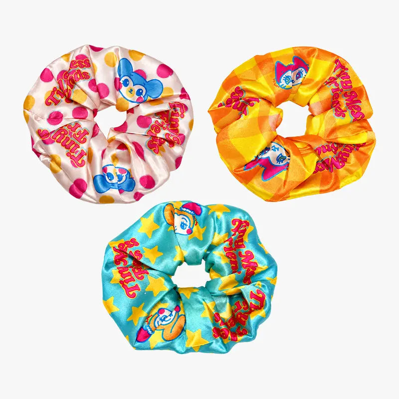 Tiny Mess Friends satin hair scrunchies